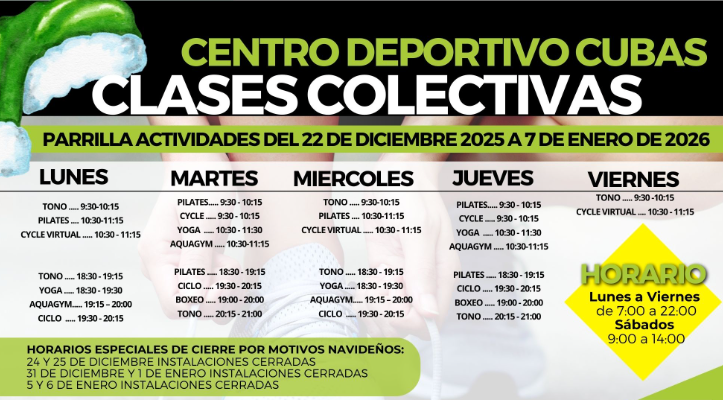 CLASES COLECTIVAS EN NAVIDADES