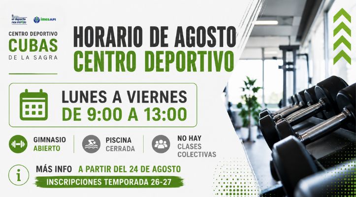 Horario de Agosto – Centro Deportivo Cubas de la Sagra