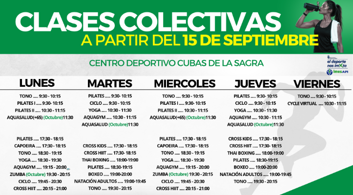 ¡A PARTIR DEL 15 DE SEPTIEMBRE, MÁS CLASES COLECTIVAS!