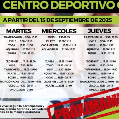 Clases Colectivas a partir de 15 septiembre 2025