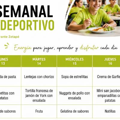 MENU CAMPUS DEPORTIVO - Semana del 22 al 26 de junio de 2026
