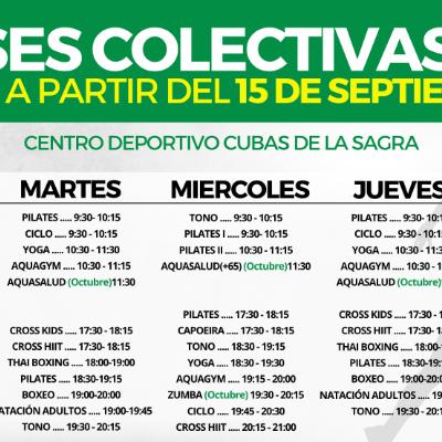 ¡A PARTIR DEL 15 DE SEPTIEMBRE, MÁS CLASES COLECTIVAS!